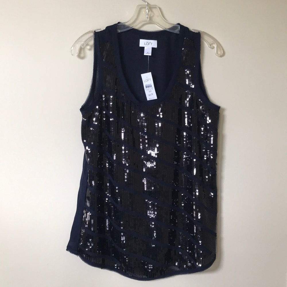 🚨NWT🚨 Ann Taylor Loft Navy Sequin Tank - M